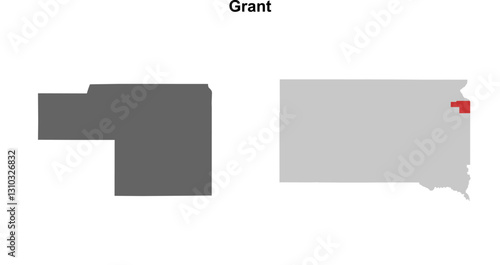 Grant County (South Dakota) blank outline map set