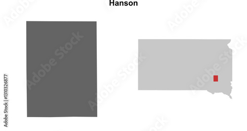 Hanson County (South Dakota) blank outline map set