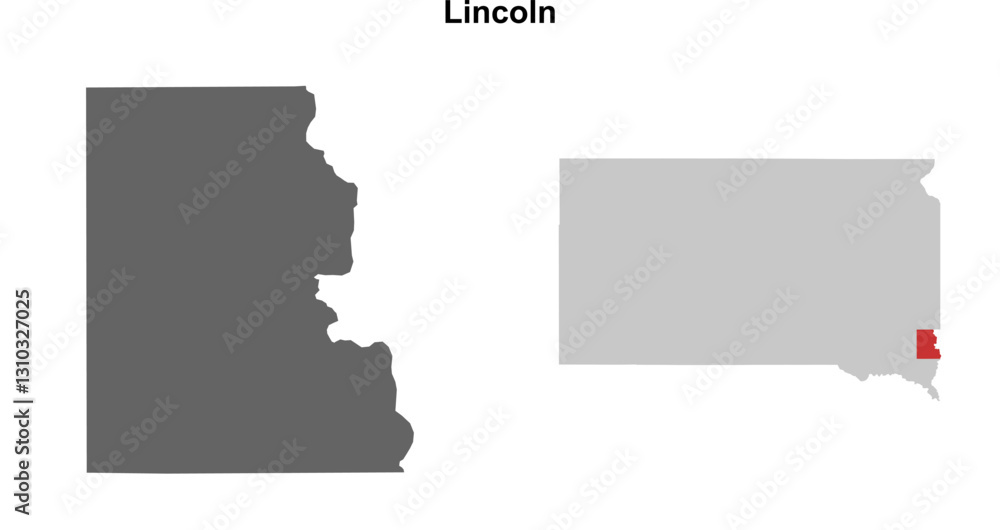Lincoln County (South Dakota) blank outline map set Lincoln County (South Dakota) blank outline map set