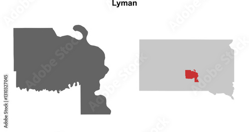 Lyman County (South Dakota) blank outline map set