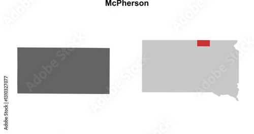 McPherson County (South Dakota) blank outline map set
