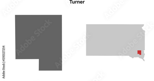 Turner County (South Dakota) blank outline map set