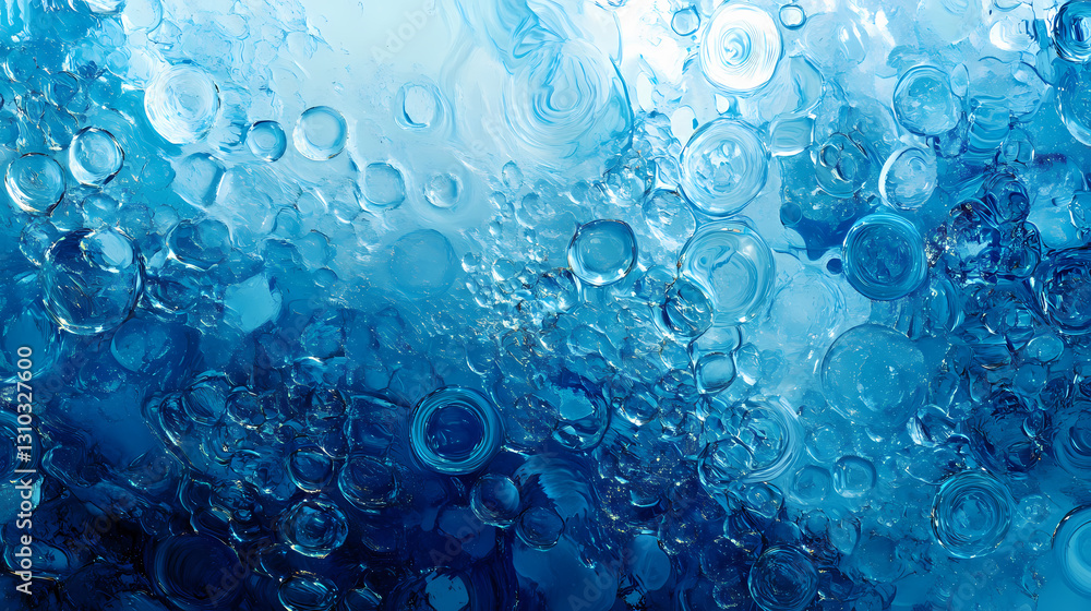 Abstract blue glass shapes with reflections and circles. Glistening - Cavern. Illustration Abstract blue glass shapes with reflections and circles. Glistening - Cavern. Illustration