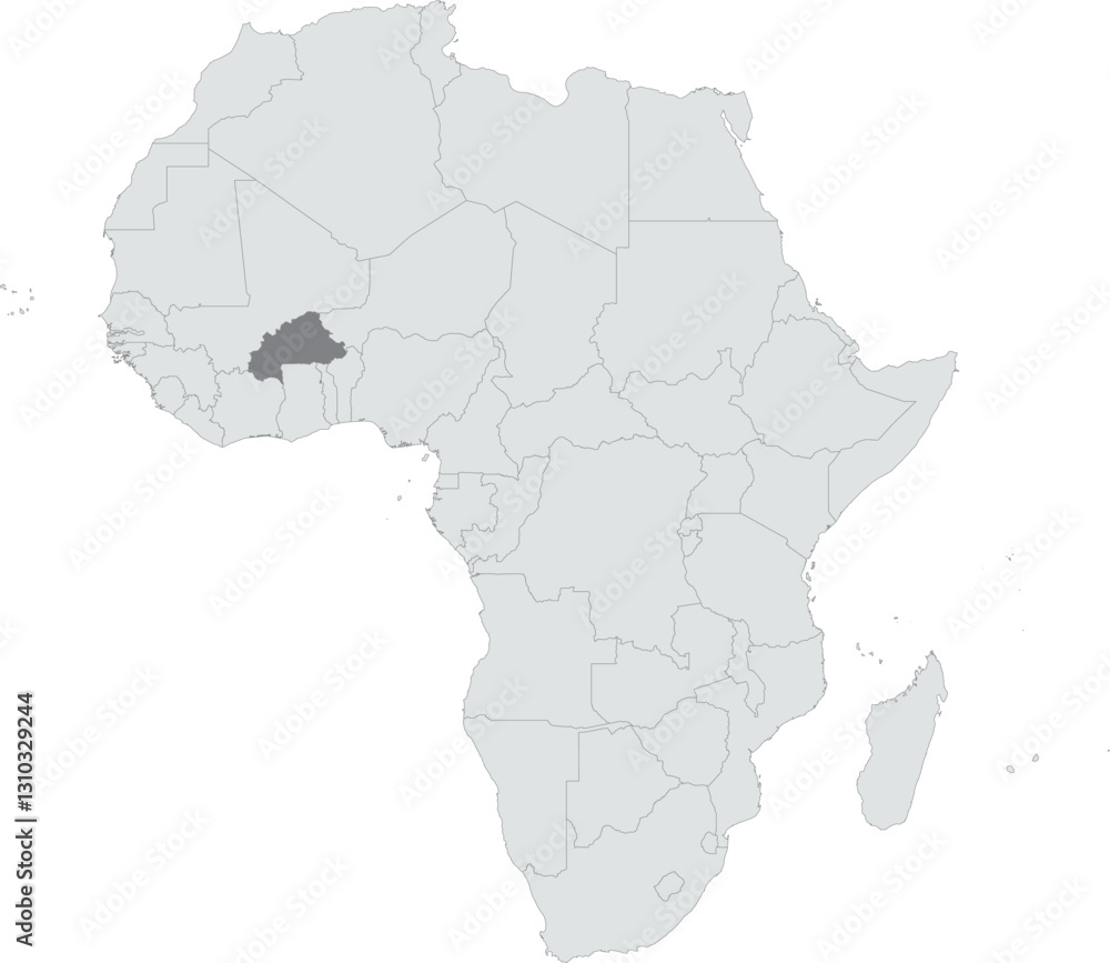Obraz premium Detailed national location map of BURKINA FASO within the great continent of Africa