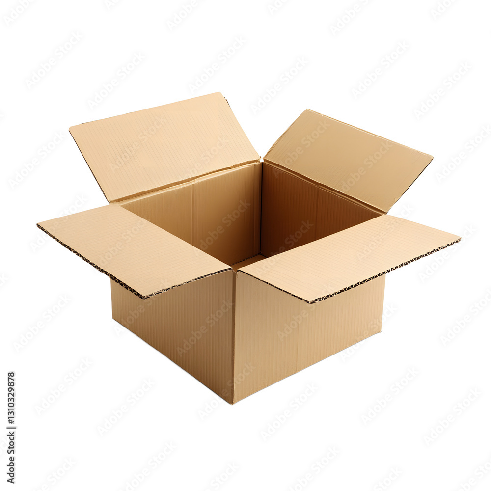 Empty Cardboard Box Open on Transparent Background Empty Cardboard Box Open on Transparent Background