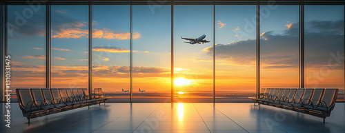 Sunset airport waiting area