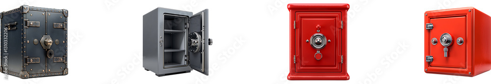 Obraz premium Security safe locker on transparent background collection set