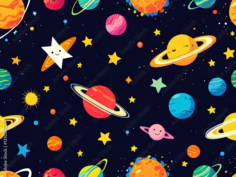 seamless pattern with planets and stars seamless pattern with planets and stars