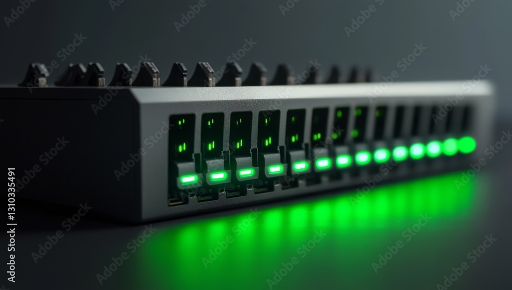 Modern audio controller with green lights Modern audio controller with green lights
