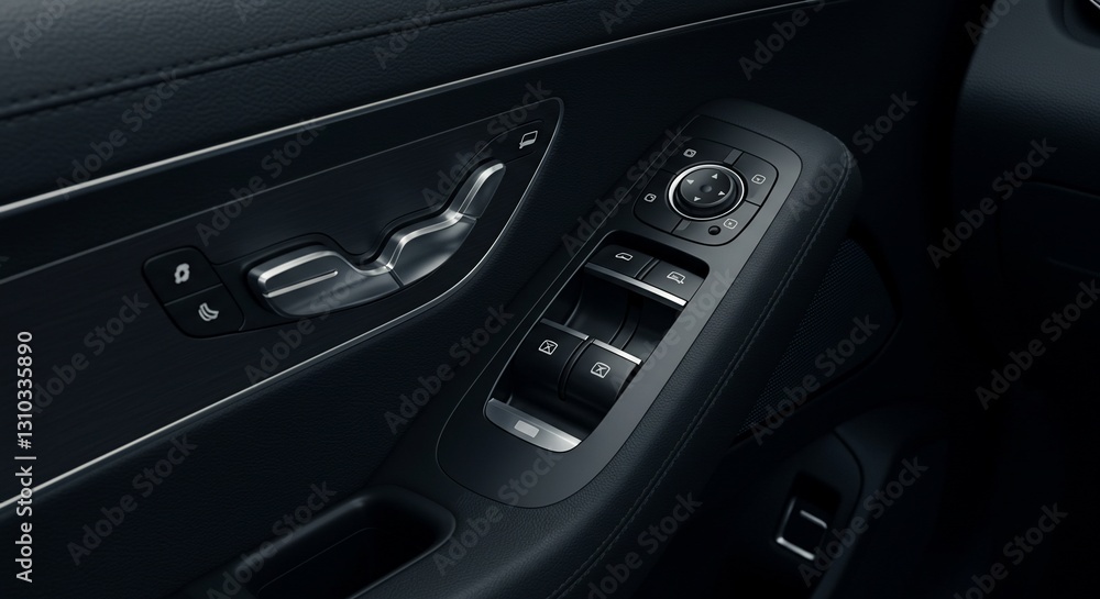 Car door panel controls, interior detail, close-up view Car door panel controls, interior detail, close-up view