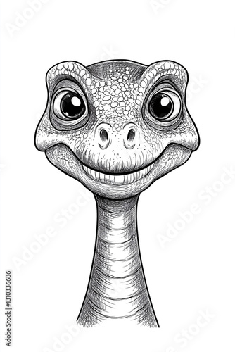 Obraz na płótnie Głowa dinozaura na czarnym tle - Kolorowanka dla dzieci - Ilustracja czarno-biała w salonie
