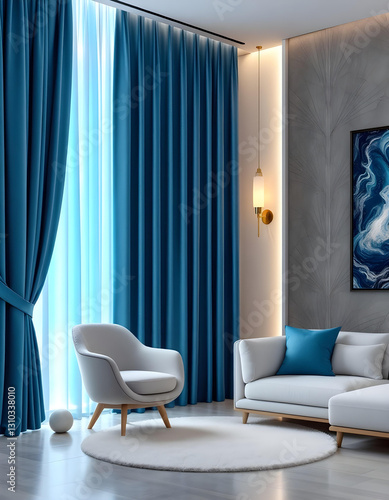 Curtains Window: Luxurious Modern Light Blue Curtains for a Stylish Bedroom