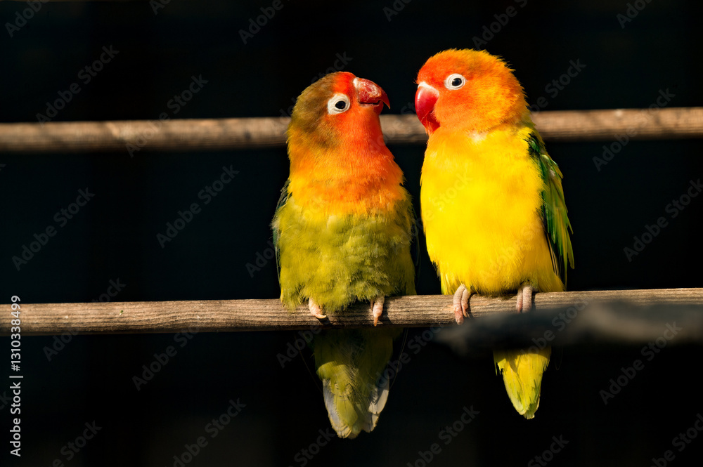 Fototapeta premium Pair of Lovebirds Standing Close Together