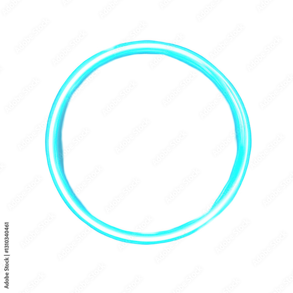 A simple blue, glowing neon ring on a white background A simple blue, glowing neon ring on a white background