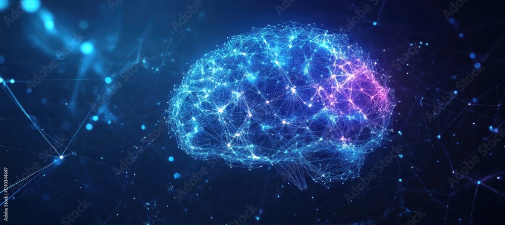 illustration of an abstract brain made up of neural networks and data points, symbolizing the AI's complex processing capabilities Generative AI illustration of an abstract brain made up of neural networks and data points, symbolizing the AI's complex processing capabilities Generative AI