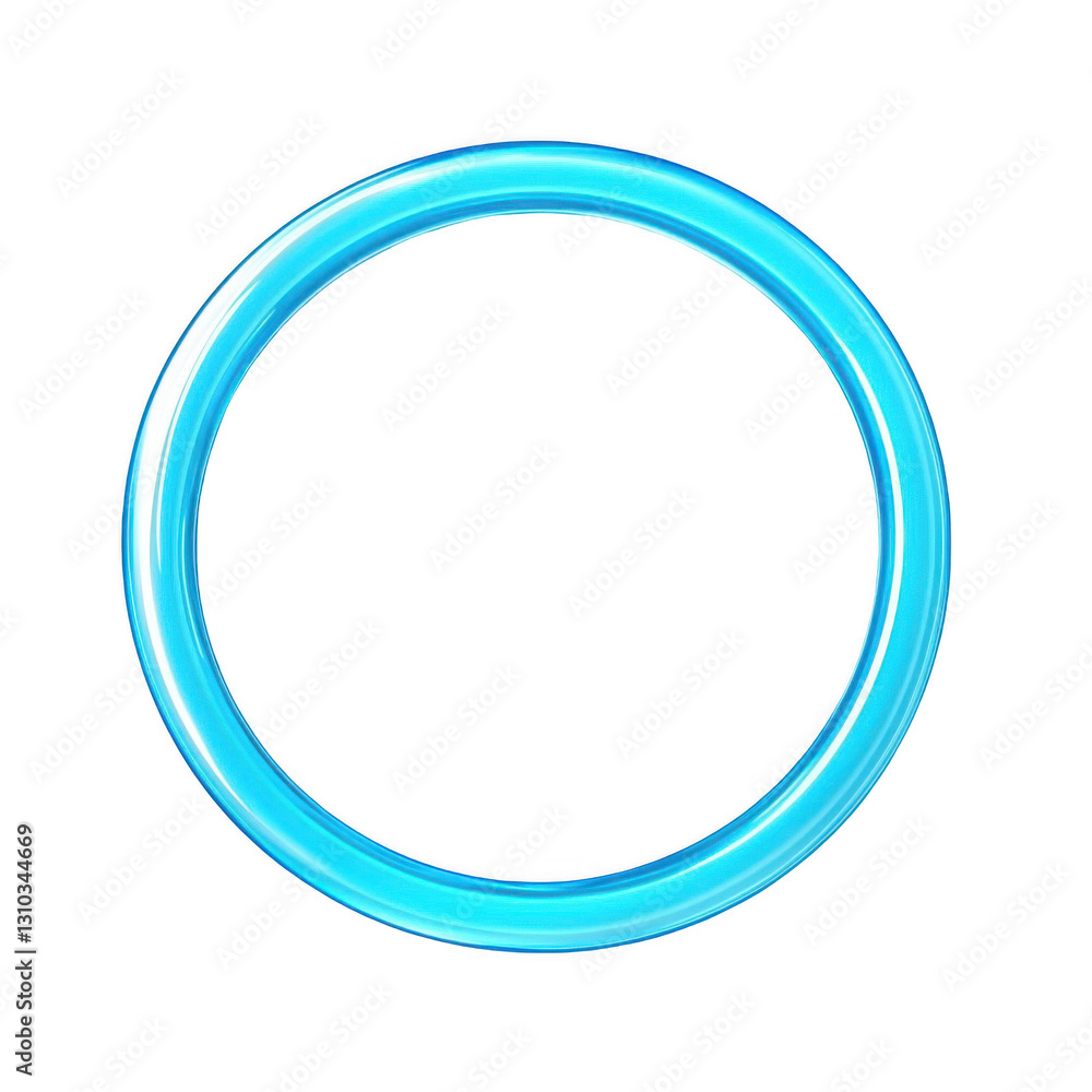 A simple blue, glowing neon ring on a white background A simple blue, glowing neon ring on a white background