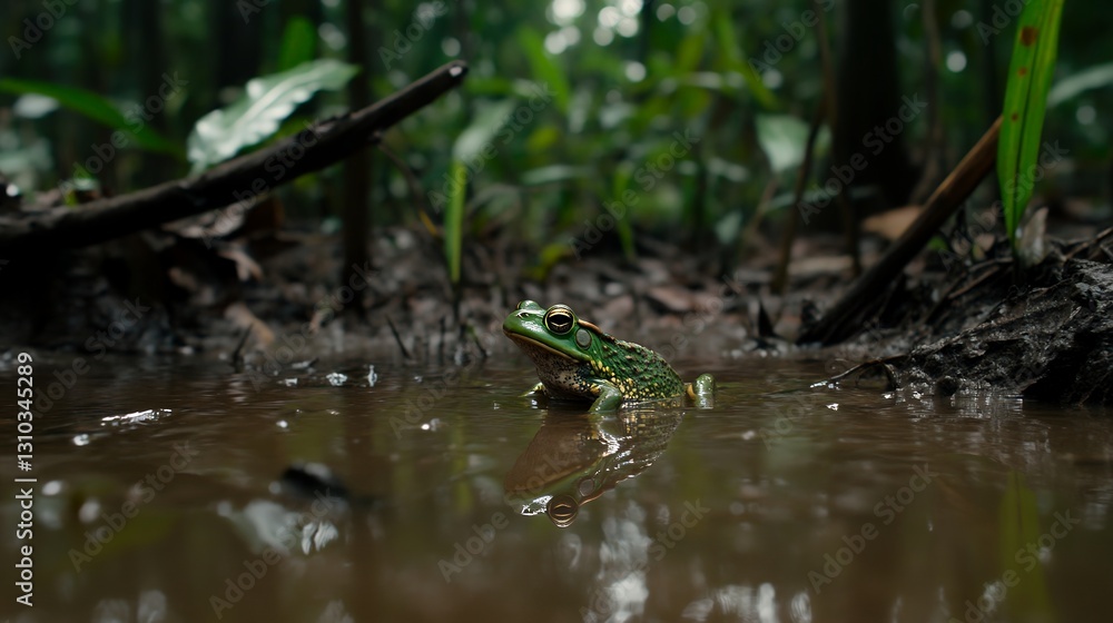 A Surinam toad with textured skin camouflaged against the environment A Surinam toad with textured skin camouflaged against the environment
