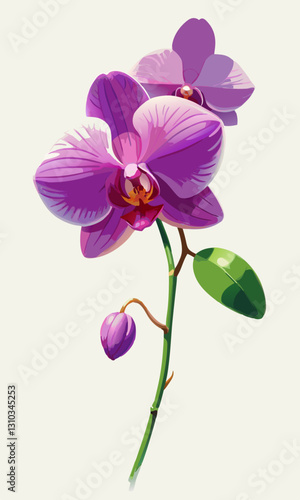 Vibrant purple orchids gracefully arranged with a soft background