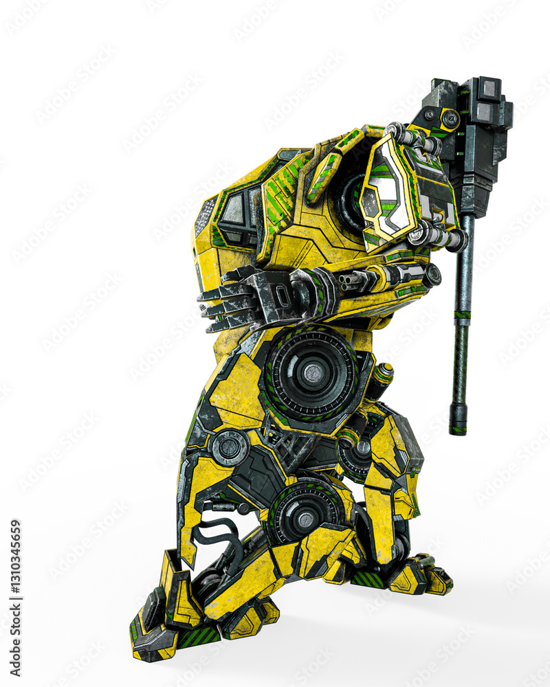the war machine is waiting for some action on white background in side view the war machine is waiting for some action on white background in side view
