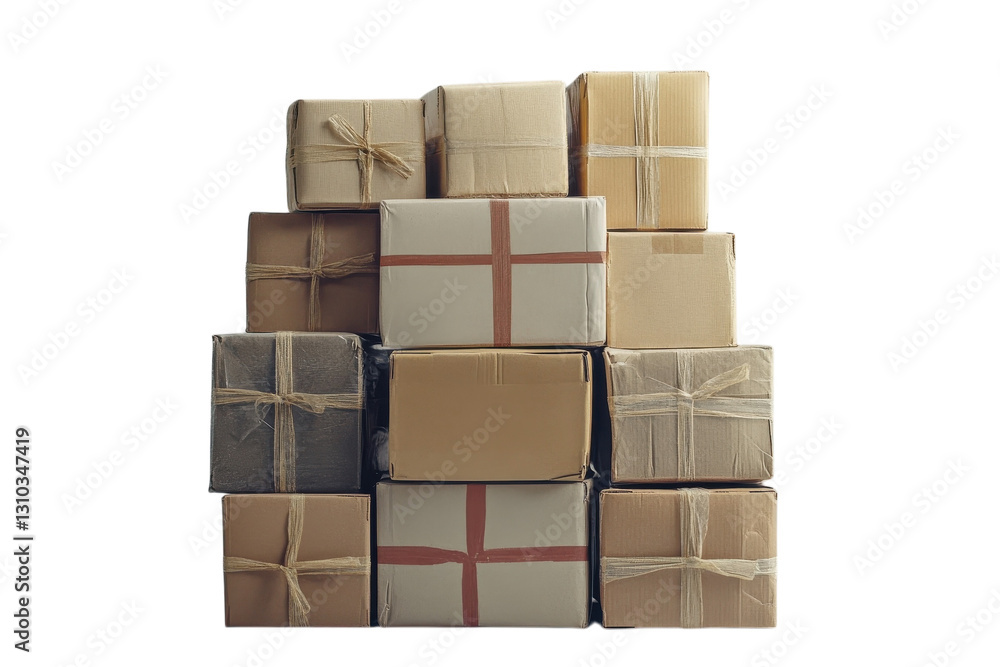 Stacked cardboard boxes ready for shipment in a warehouse setting Stacked cardboard boxes ready for shipment in a warehouse setting