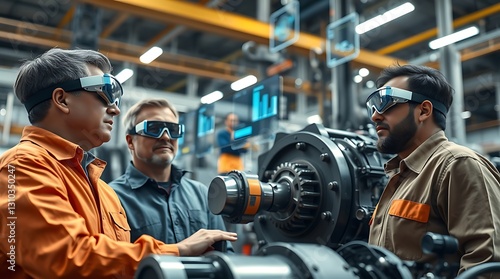 A young man working in a factory with machines and equipment, smiling while performing his tasks as a technician in an industrial setting