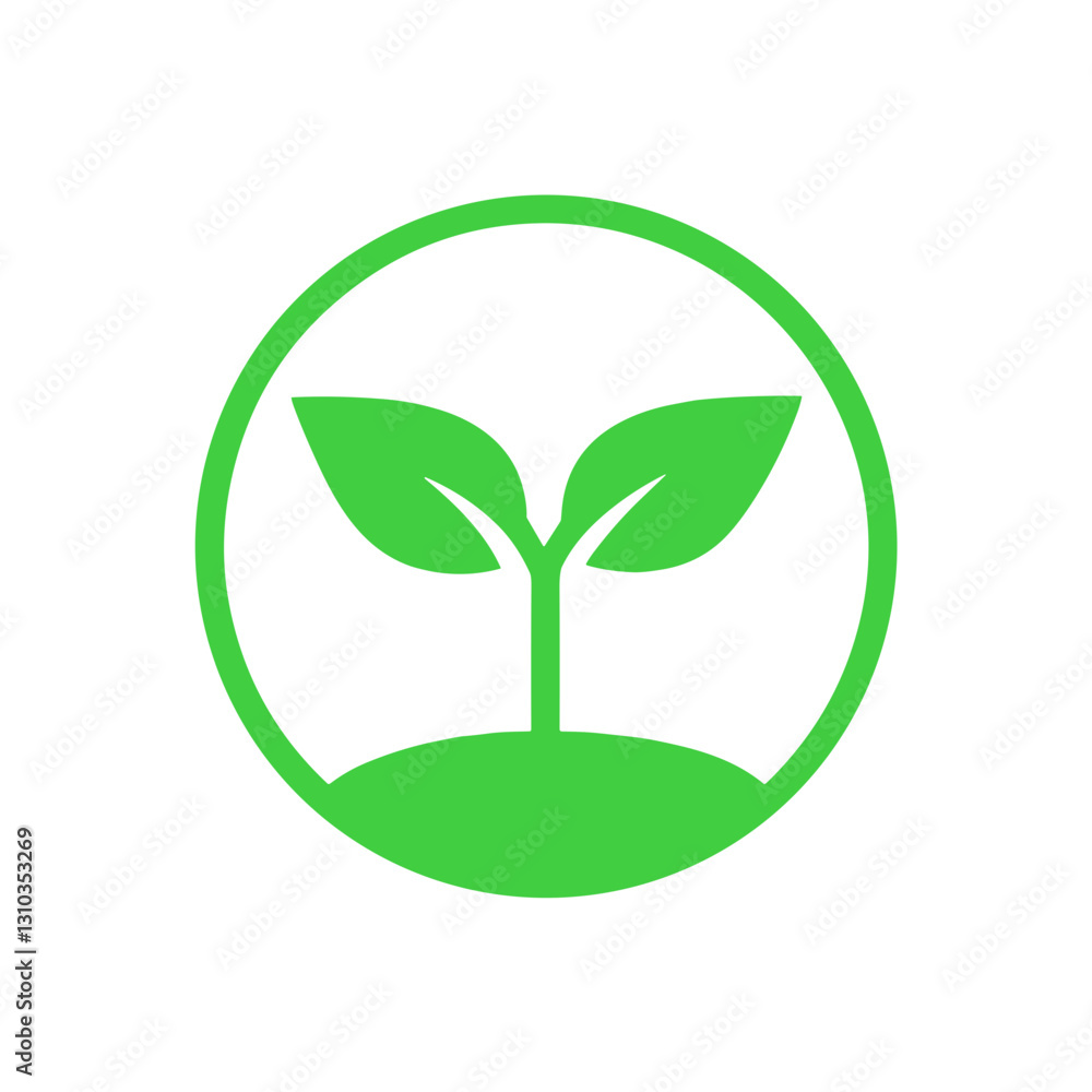 Green sprouting plant icon on white background for environmental growth and sustainability, Eco Concept, vector Green sprouting plant icon on white background for environmental growth and sustainability, Eco Concept, vector
