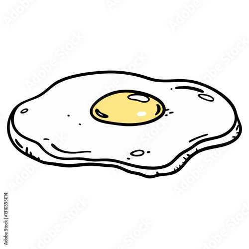 Minimalist fried egg with runny yolk and crispy edges in black and white.