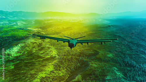 Wallpaper Mural Multispectral drone over lush green landscape. Spectral - Ghost. Illustration Torontodigital.ca