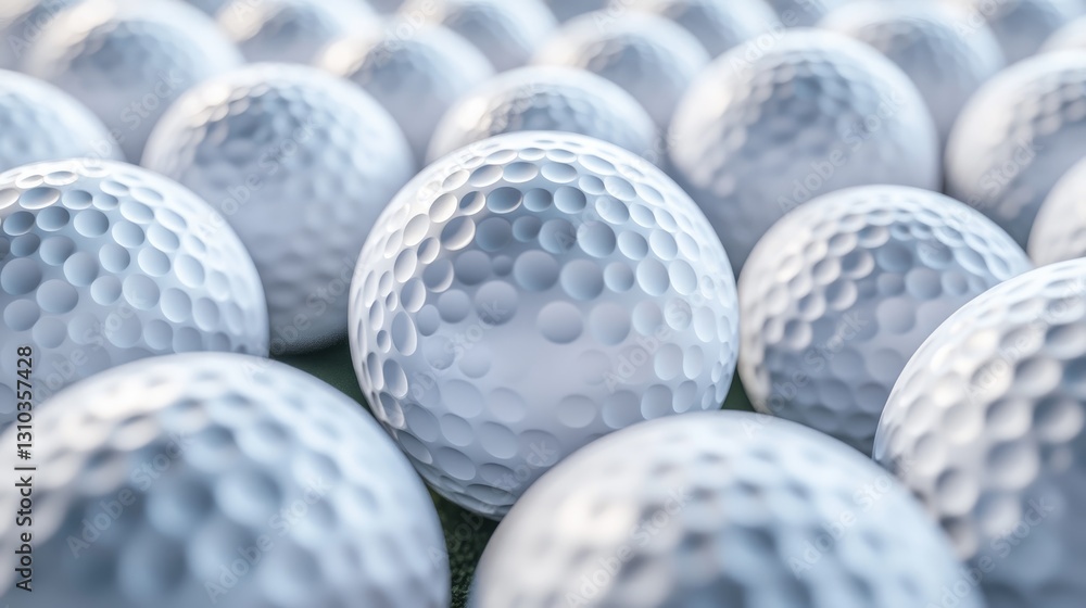 Close-up of many Golf Balls on a Green Close-up of many Golf Balls on a Green