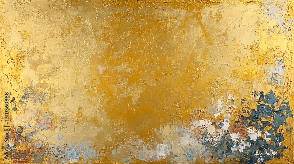 Obraz premium Golden textured abstract painting with subtle color accents.