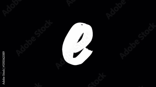 Hand drawn brush animation of letter e in 4K. Animated handwritten letter with smooth brush stroke, isolated on transparent background with alpha channel. Ideal for motion design