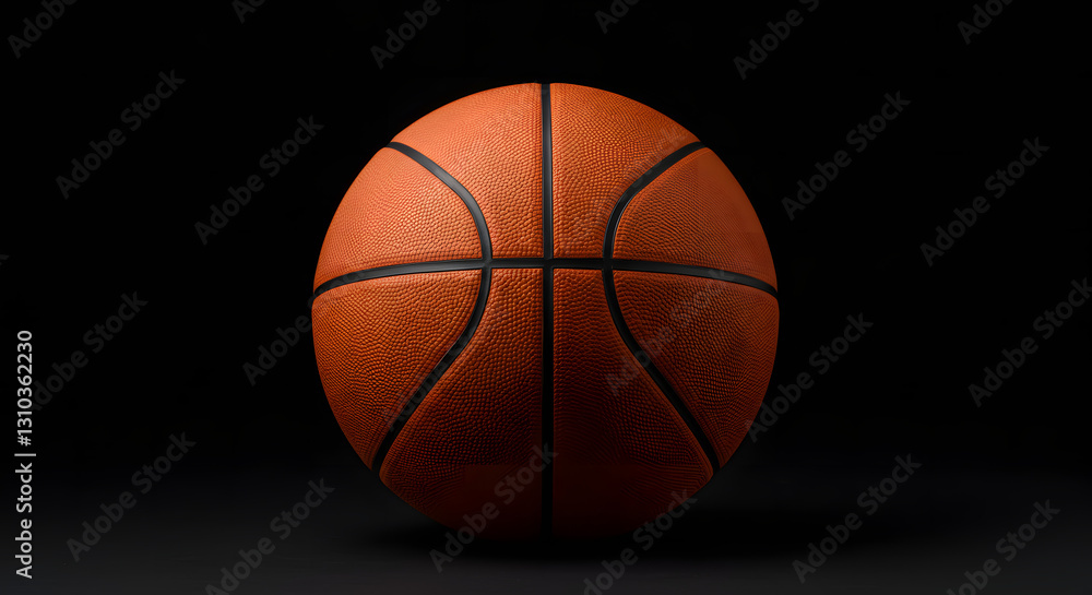 Fototapeta premium Basketball on Dark Background with Black Lines