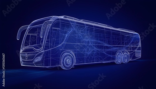 Wireframe Model Of A Modern Coach Bus Design