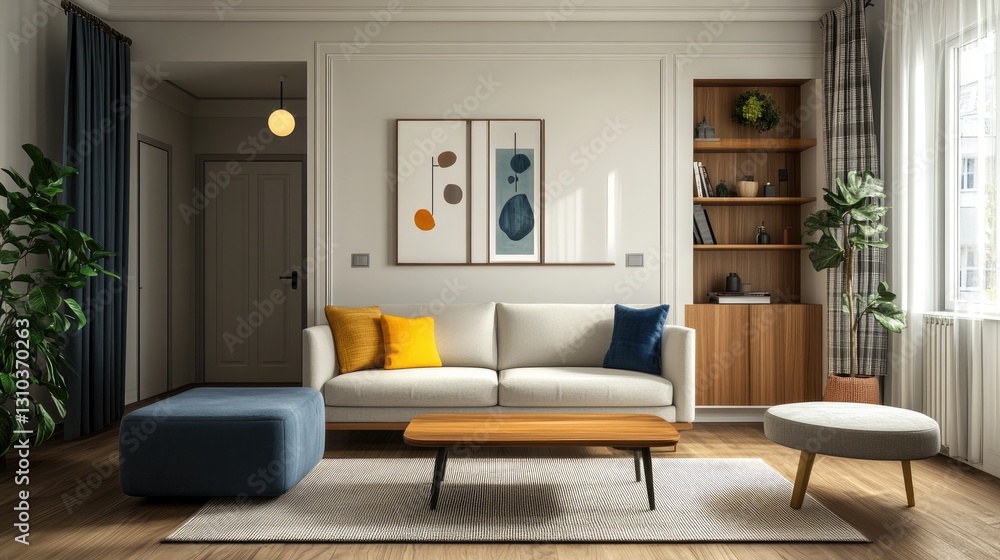 Fototapeta premium Modern Living Room Interior Design, Cozy and Stylish Apartment