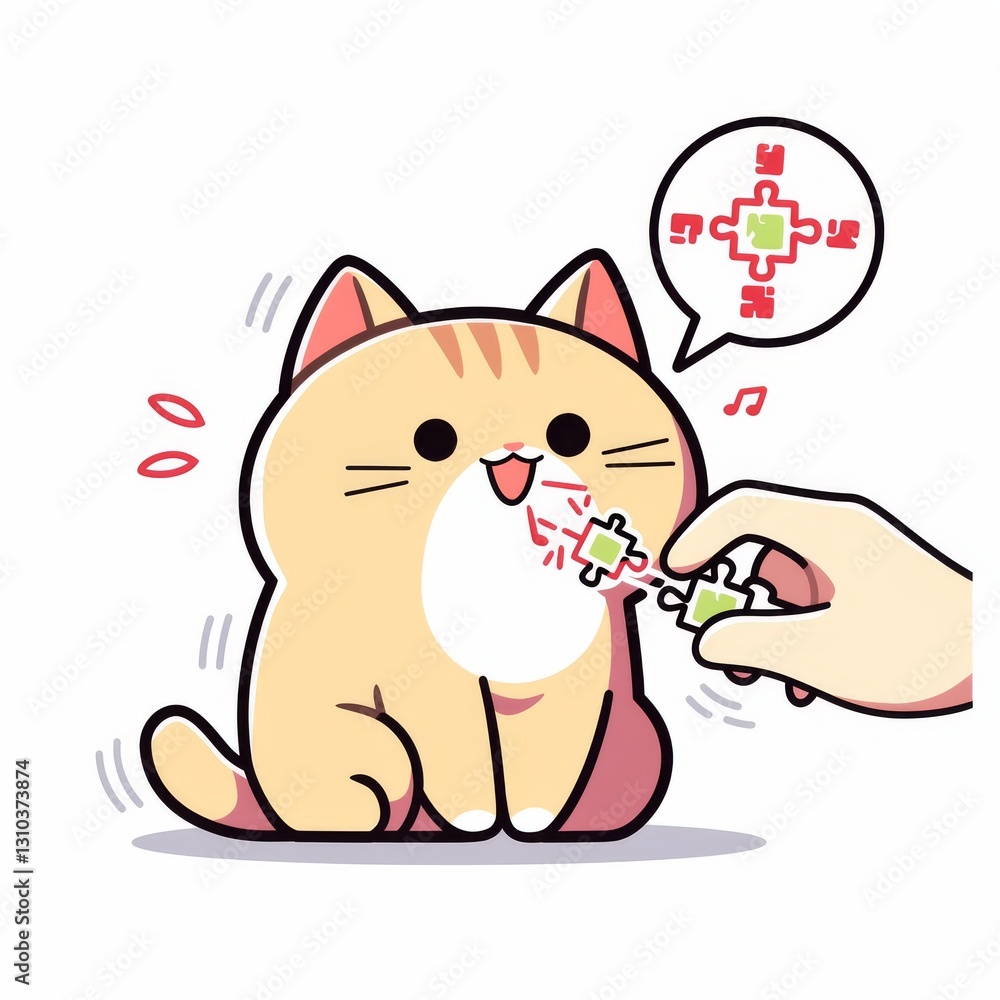 Obraz premium Cute Cat Solving Puzzle (1)