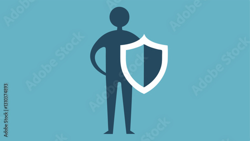 Silhouette with a Shield A silhouette of a person holding a shield representing the protective nature of boundaries in safeguarding mental health.