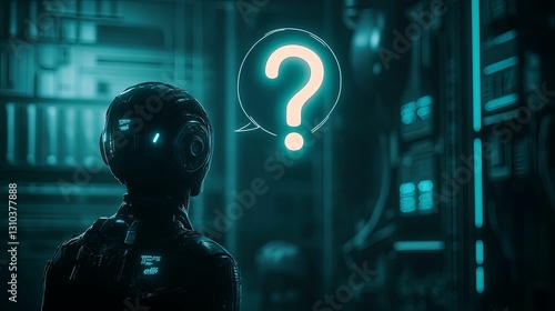 Futuristic Robot Pondering A Question In A Sci Fi Setting