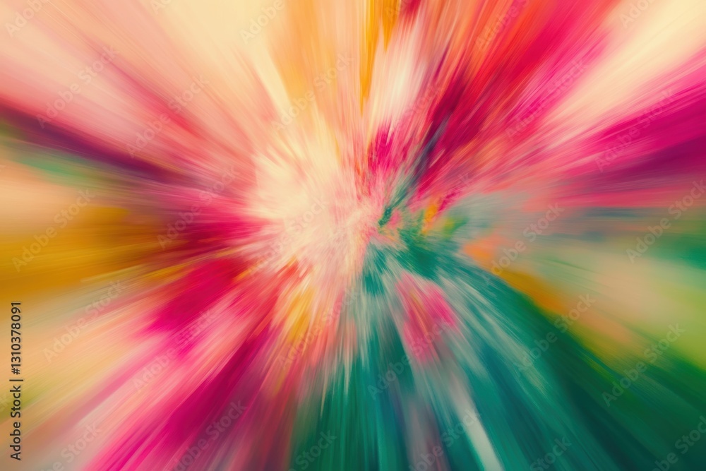 Obraz premium Colorful abstract flower with a soft, blurry background creating a vibrant artistic effect.