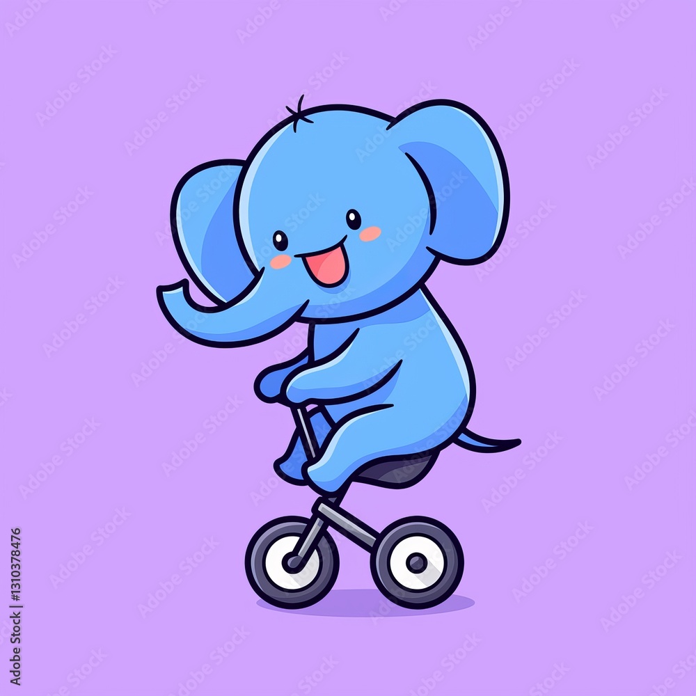 Obraz premium Cute Elephant Rides Tricycle