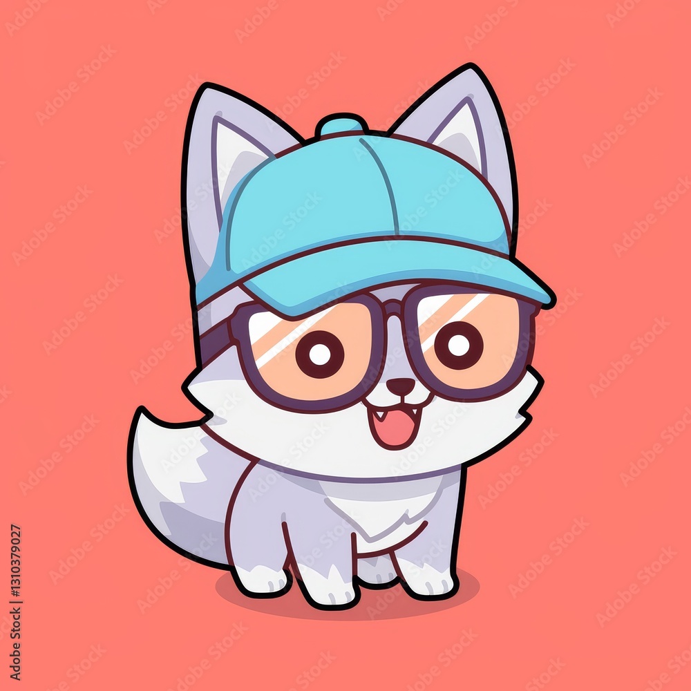 Fototapeta premium Cute Fox in Cap and Glasses