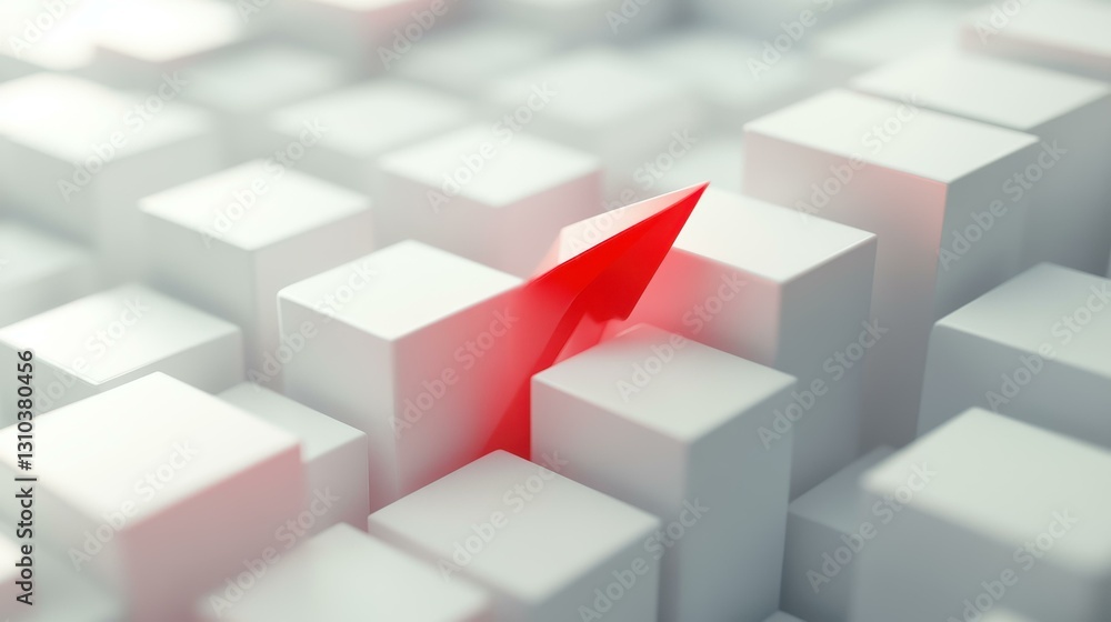 A sleek red arrow rising over white blocks on a clean background, symbolizing growth and progress. A sleek red arrow rising over white blocks on a clean background, symbolizing growth and progress.