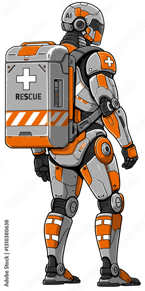 Ai robot rescuer cartoon character vector over white background Ai robot rescuer cartoon character vector over white background