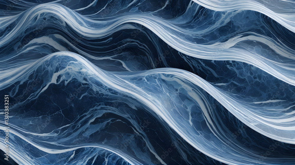 Obraz premium Modern Blue Marble Waves