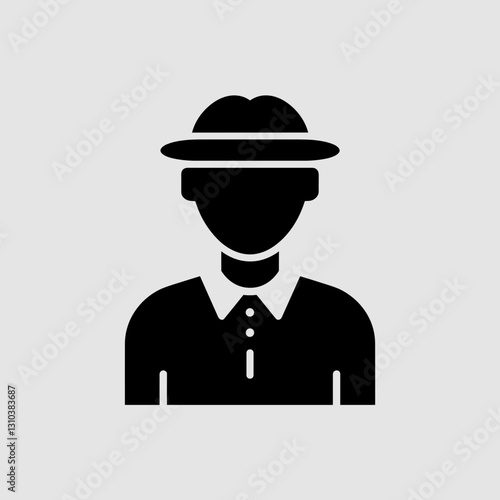 Mysterious vintage silhouette of a man in a hat, classic detective icon