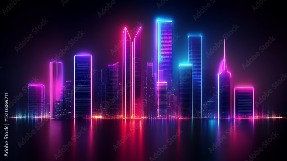 Neon city skyline at night (1) Neon city skyline at night (1)
