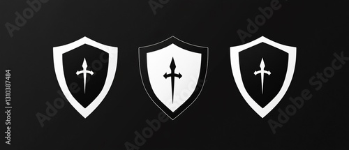 Professional black and white shield logo for brand identity and security companies