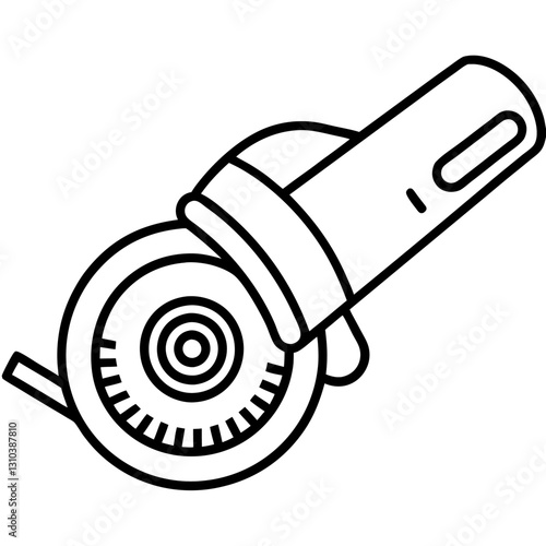 Minimalist Continuous Line Drawing of an Angle Grinder – Vector Line Art Illustration, Minimalist continuous line drawing of an angle grinder – vector line art illustration.