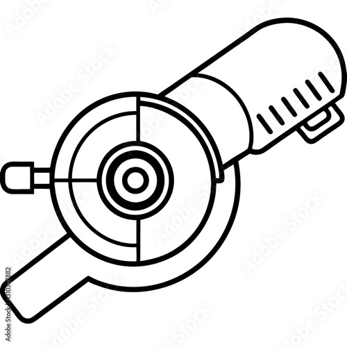 Minimalist Continuous Line Drawing of an Angle Grinder – Vector Line Art Illustration, Minimalist continuous line drawing of an angle grinder – vector line art illustration.