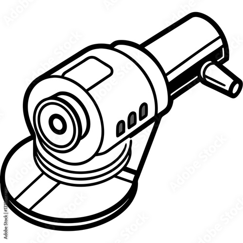 Minimalist Continuous Line Drawing of an Angle Grinder – Vector Line Art Illustration, Minimalist continuous line drawing of an angle grinder – vector line art illustration.