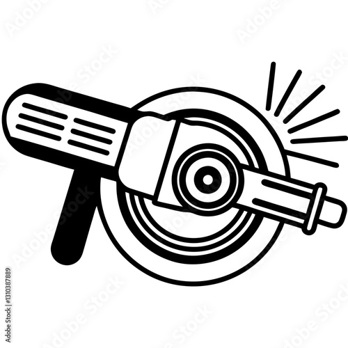 Minimalist Continuous Line Drawing of an Angle Grinder – Vector Line Art Illustration, Minimalist continuous line drawing of an angle grinder – vector line art illustration.